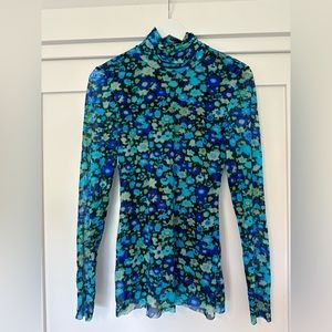 Ganni printed Mesh Turtleneck